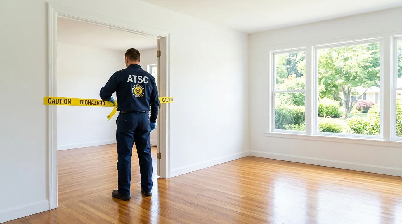 Certified biohazard cleanup crew performing Decomposition Cleanup in Woodburn